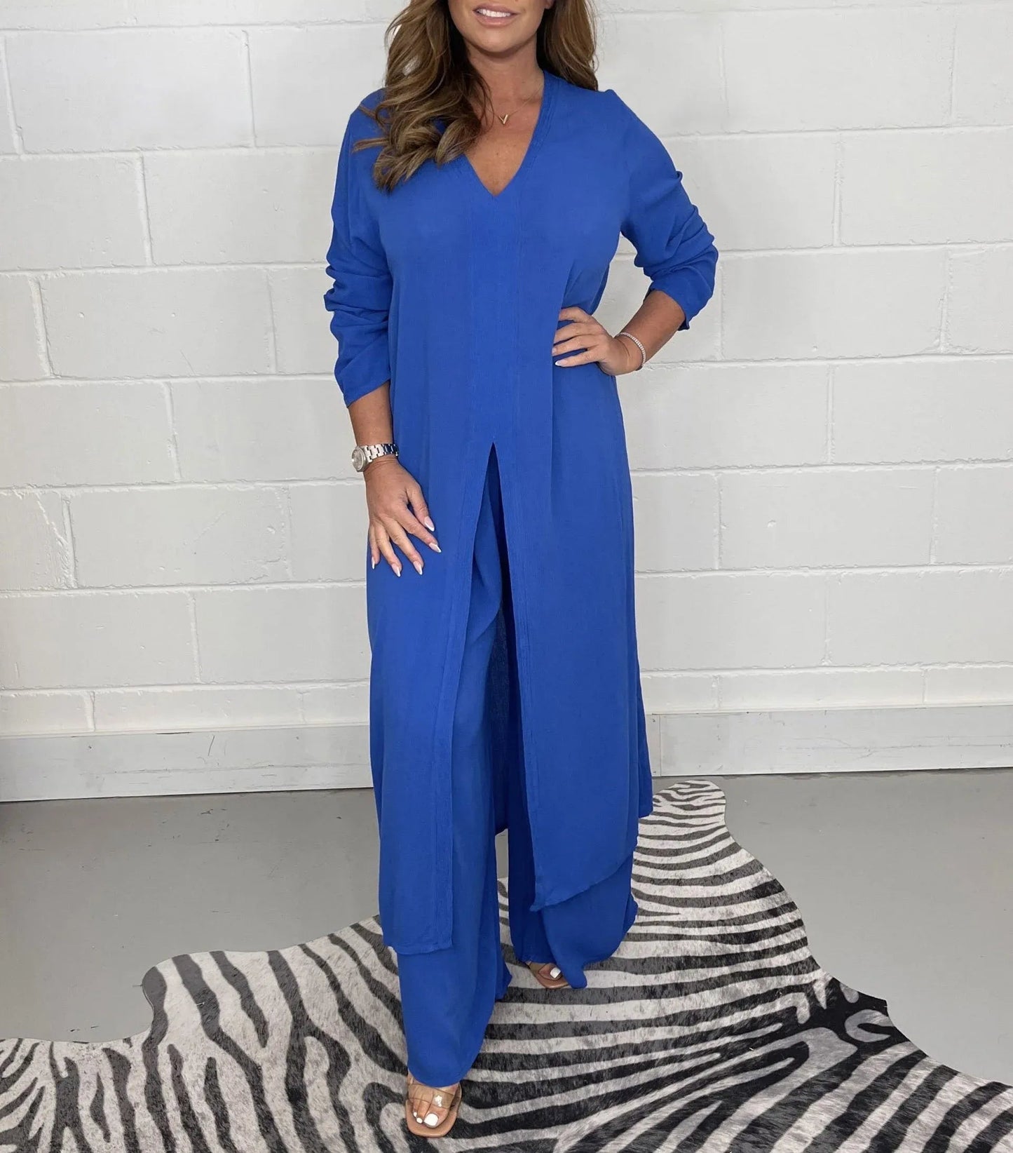 💃Spring Sale ⏳Two Piece Casual Long Top and Casual Trousers😍